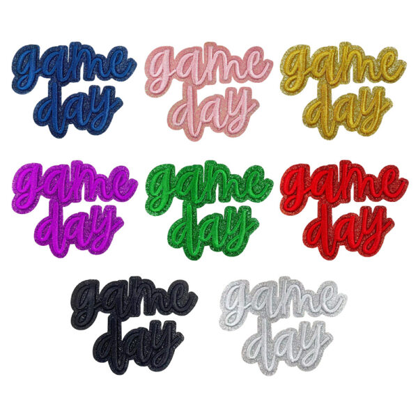 Wholesale Game Day 3D Embroidered Patch Iron-On Blue Polyester Fashion Accessory