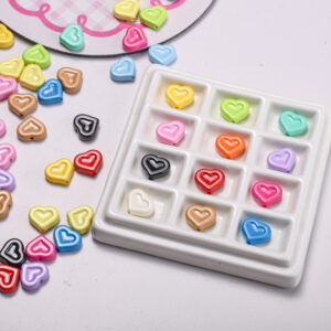 oly-812253f210de7304a7e1439cbaae2cd2 Wholesale Electroplated Acrylic Heart Beads Mixed Color Loose Beads for DIY Phone Chain Jewelry Craft