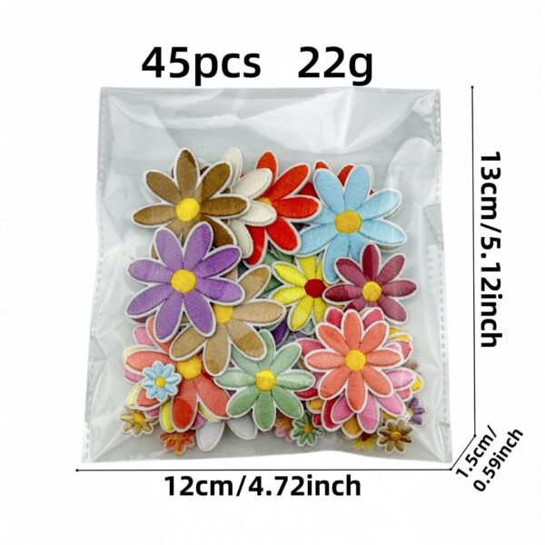 Wholesale 45pcs Multi Color Embroidered Flower Patches Polyester Thread for Clothing Bag Decoration Craft Supply