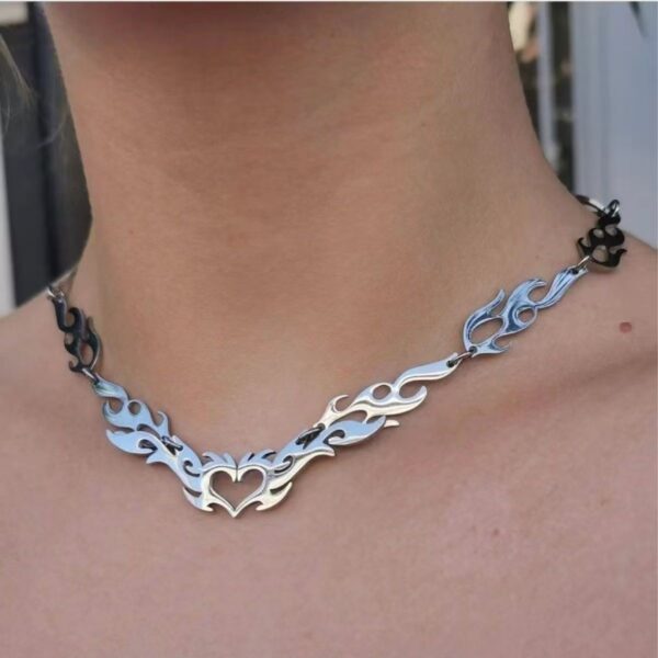 Wholesale Alloy Cross Chain Pendant Necklace Edgy Gothic Flame Wings Design Jewelry Accessory
