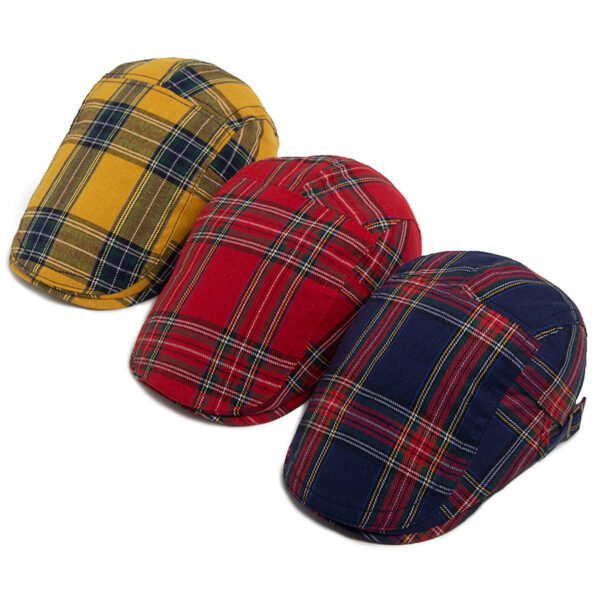 Wholesale Vintage Plaid Beret Hat Adjustable, Breathable Summer Cap, Fashion Accessory for Party or Daily Use