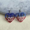 Wholesale USA 250th Anniversary Acrylic Heart Drop Earrings Double Layer Number Design Fashion Accessory Chic Party Gift