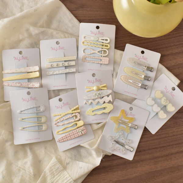 Wholesale Yellow Floral Acrylic Hair Clip Set Fashion Accessory Gift Boutique Resale