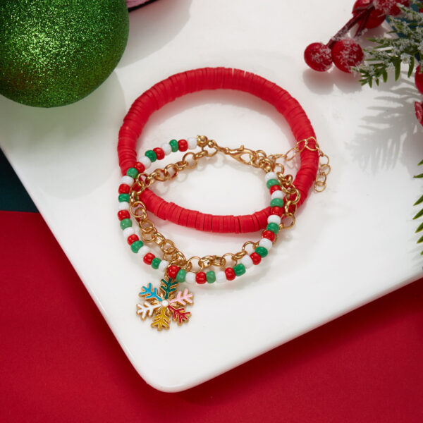 oly-819bb2e1b13b091640b782097dcb9cab Wholesale Zinc Alloy Christmas Snowflake Bracelet Set 2 Pack Fashion Jewelry Accessory