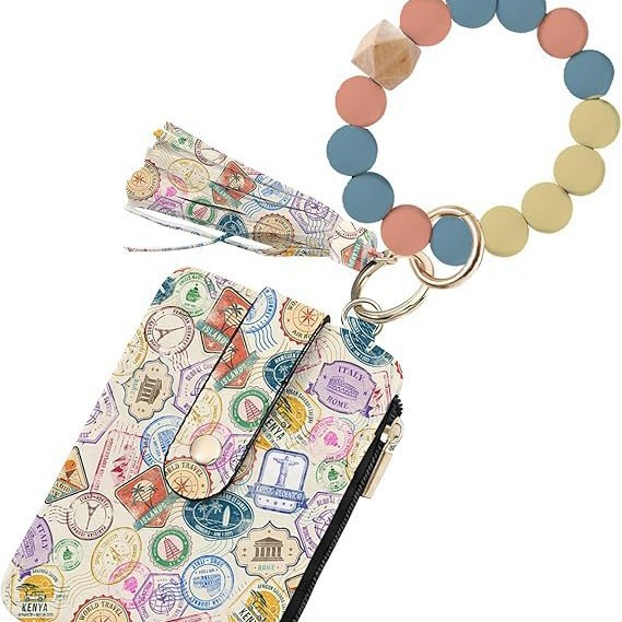 oly-81a162895bb8da43fa04181ae04d0f46 Wholesale Pastoral Style PU Wallet Keychain with Wrist Strap and Card Holder Stylish Everyday Accessory