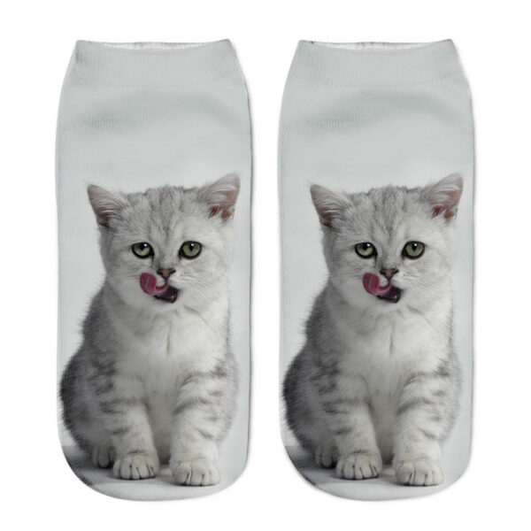 oly-81bfef95a8129c30fe0a7307a84094a5 Wholesale Harajuku 3D Cat Print Ankle Socks Polyester Cotton Breathable Casual