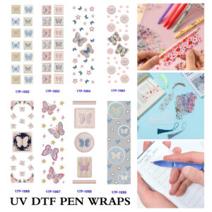 oly-81ceaa69ab51a5064f0b5d69fa53b765 Wholesale 2/8/16pcs UV DTF Stickers Embroidery Style Pastel Butterfly Square Frame Patterns Pen and Bookmark Stickers