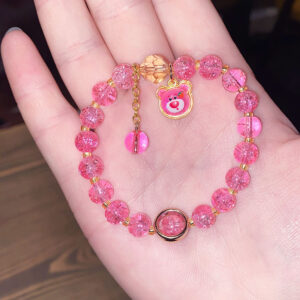 Strawberry bear rose red ice crack bracelet bag