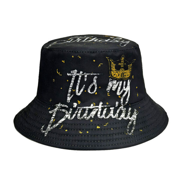 Wholesale Birthday Party Crown Pattern Bucket Hat Sun Protection Double Sided Unisex Hat for Everyday Wear