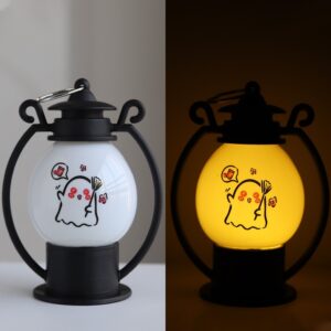 White hook kerosene lamp ghost holding broom