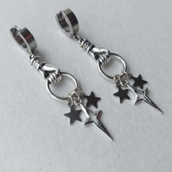 oly-822c80a4355e7fea6035509d96639b0b Wholesale Star Hoop Earrings Stainless Steel Gothic Punk Y2K Style Fashion Jewelry Accessory for Party Wear