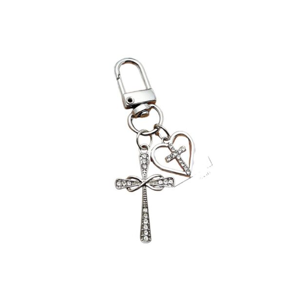 Wholesale Decorative Silver Love Cross Heart Butterfly Keychain Boutique Resale Accessory