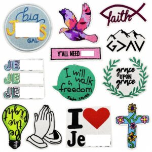 Cartoon english letter fabric stickers, set of 2, 12 pieces total