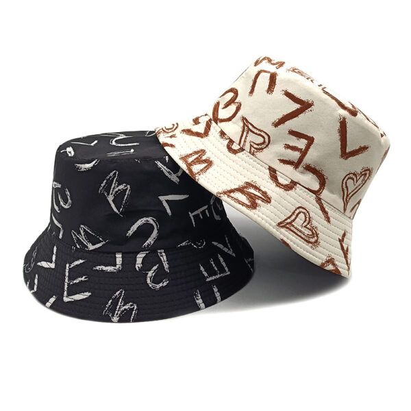 oly-82b2dc62aafb4e27e6d55aa66648fcd5 Wholesale Heart and Letter Pattern Digital Print Bucket Hat for Women Stylish Resale Sunscreen Beach