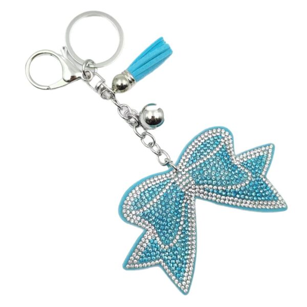 Wholesale Trendy Bow Rhinestone Keychain with Tassel Zinc Alloy Bag Decorative Accessory for Wedding Gift Boutique