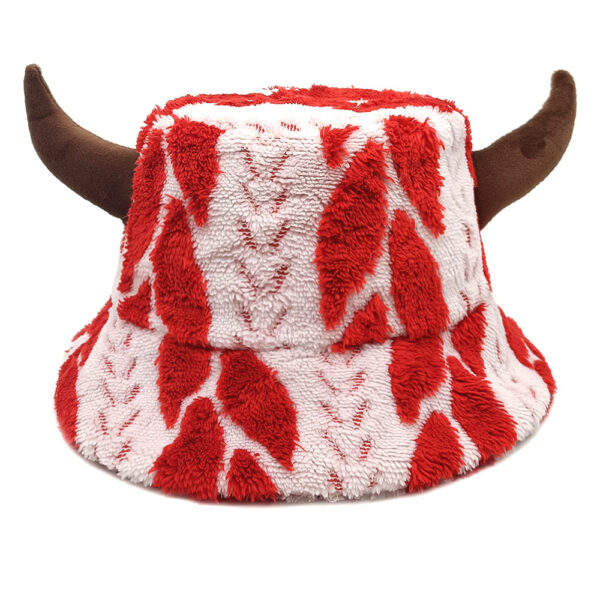 Wholesale Plush Horn Bucket Hat Funny Christmas Design Women's Party Hat