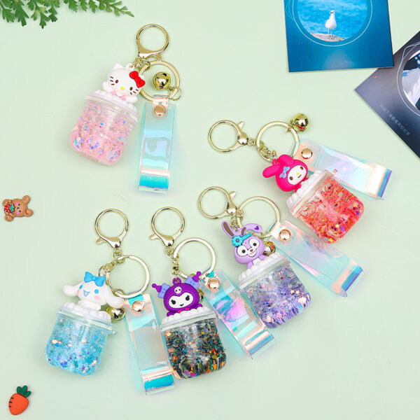 Wholesale Glowing Bubble Bead Liquid Sand Keychain Trendy Car Ornament Decorative Accessory Gift OLY Exclusive