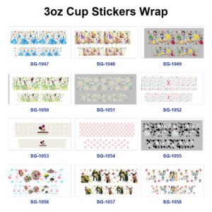 Wholesale 8pcs Mixed Fairytale Maiden Figure Daisy Floral Luxury Monogram Cartoon Pet Print 3oz Cup Stickers Wrap OLY Exclusive