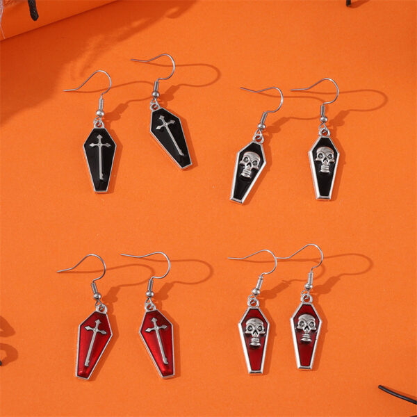 oly-836dff9456d6516f97742b6b14ae6e84 Wholesale Retro Gothic Cross Skull Coffin Earrings Zinc Alloy Electroplating Party Wear Jewelry Accessory
