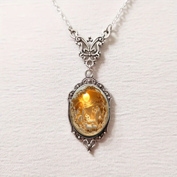 Wholesale Fashion Glass Pendant Necklace with Bamboo Chain Trendy Jewelry Accessory for Everyday Wear
