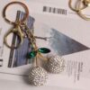oly-83937441982cce90eca1e19f087d9742 Wholesale Rustic Style White Ceramic Cherry Keychain with Rhinestones Car Key Accessory