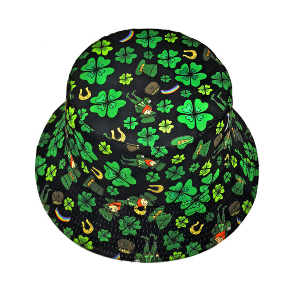Wholesale Retro Lucky Clover Pattern Bucket Hat Fashion Casual Accessory