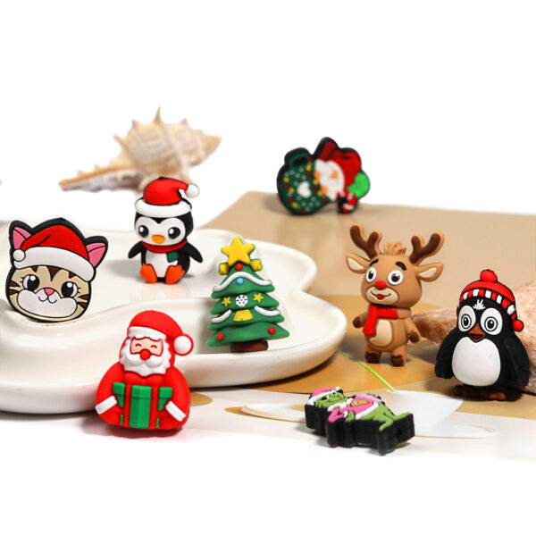 Wholesale Silicone Christmas Croc Shoe Charms Festive Elk Design Electroplated Finish DIY Jewelry Accessory for Gift or Boutique Resale