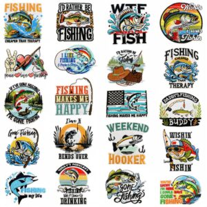 Wholesale Decorative Fishing Themed Embroidered Patches Set of 20 - Chic DIY Craft Accessory for Home Decor or Resale