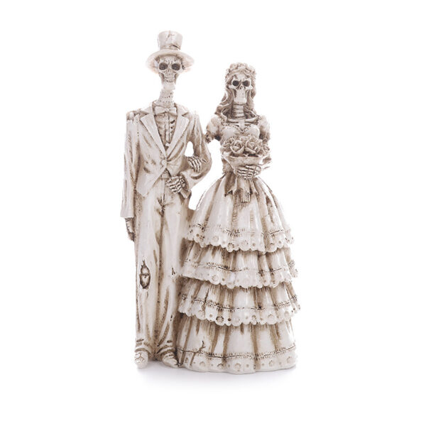 Wholesale White Resin Skeleton Couple Ornament for Home Decor and Halloween
