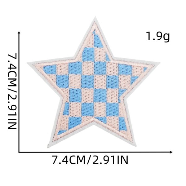 oly-83c36eccbbb21eb9ff4219088c7dcbfb Wholesale Plaid Star Iron-On Patches 9-Piece Set Polyester Embroidery Clothing Accessory for Women Casual DIY Craft Supply