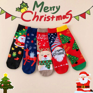 Wholesale Christmas Cartoon Socks with Reindeer and Snowflake Pattern for Women Winter Casual Wear