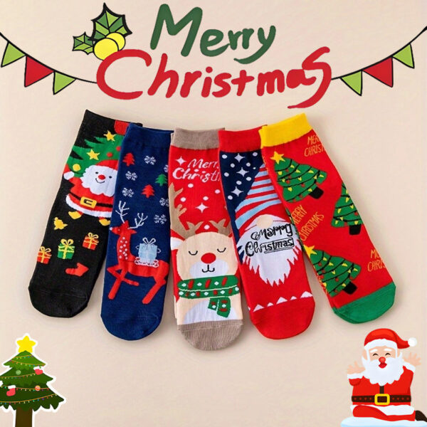 oly-83dd97e33724fb4104b705cb44e41f32 Wholesale Christmas Cartoon Socks with Reindeer and Snowflake Pattern for Women Winter Casual Wear