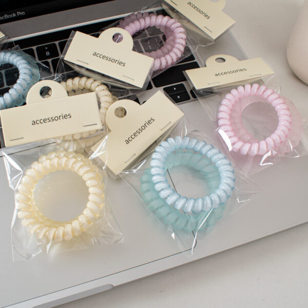 oly-8403a1d256984c32e9c196dee6b64dd1 Wholesale 2 Pack Jelly Telephone Line Hair Ties Matte Finish Summer Everyday Hair Accessory
