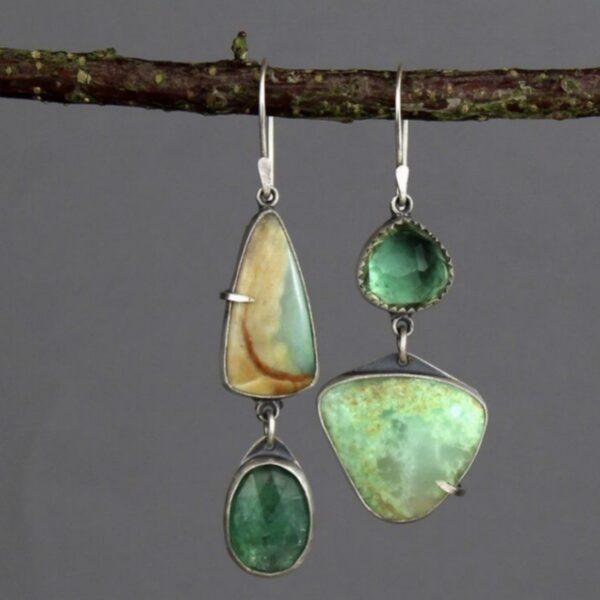 oly-8438a9658cac7aa3b4699cdb3b9ab869 Wholesale Bohemian Palace Style Geometric Green Synthetic Gemstone Earrings for Party Wear Fashion Accessory