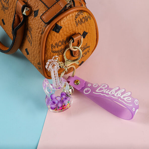Wholesale Luminous Guitar Keychain Acrylic Oil Filled Bag Charm Gift
