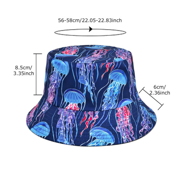 Wholesale Reversible Jellyfish Print Bucket Hat Sun Protection All Seasons Fashion Accessory