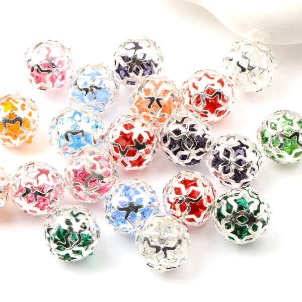 oly-84e8b6ecc85e17876a28988bbd424b9f Wholesale Hollow Star Alloy Beads Silver Zircon Ball DIY Phone Chain Charm