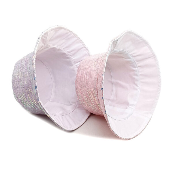 Wholesale Fashion Sequin Fisherman Hat with Sun Protection Double Sided Light Pink for Resale