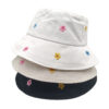 Wholesale Floral Embroidery Bucket Hat Sun Protection Summer Outdoor Hat for Women Beach Gift Boutique Resale