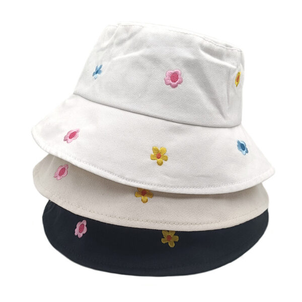 Wholesale Floral Embroidery Bucket Hat Sun Protection Summer Outdoor Hat for Women Beach Gift Boutique Resale