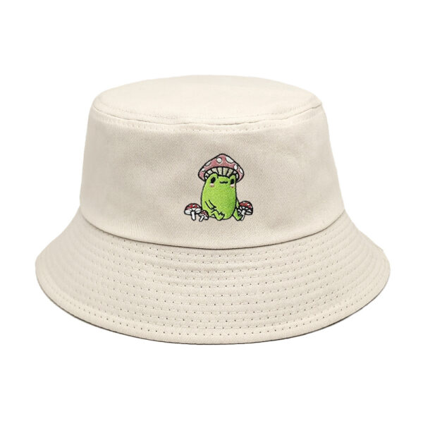 Wholesale Cartoon Embroidered Mushroom Bucket Hat Unisex Foldable Sun Protection Casual Hat