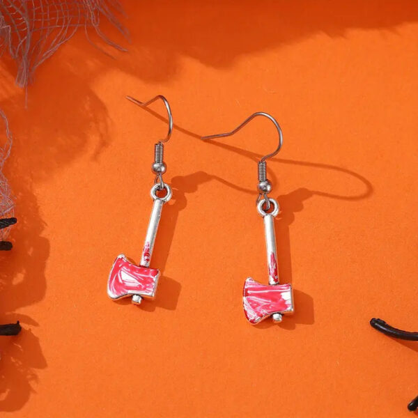 oly-8510c49e2600c2fe189da0b29ccd3a64 Wholesale Halloween Dark Gothic Skull Saw Axe Hammer Earring Set Fashion Accessory Gift
