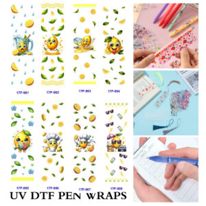 oly-85200869f49a2a808104a612700977c6 Wholesale 2/8/16pcs UV DTF Stickers Summer Cute Cartoon Lemon Fruit Patterns Pen and Bookmark Stickers