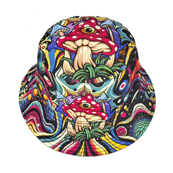 Wholesale Trendy Mushroom Cartoon Print Bucket Hat for Outdoor Sun Protection Casual Wear