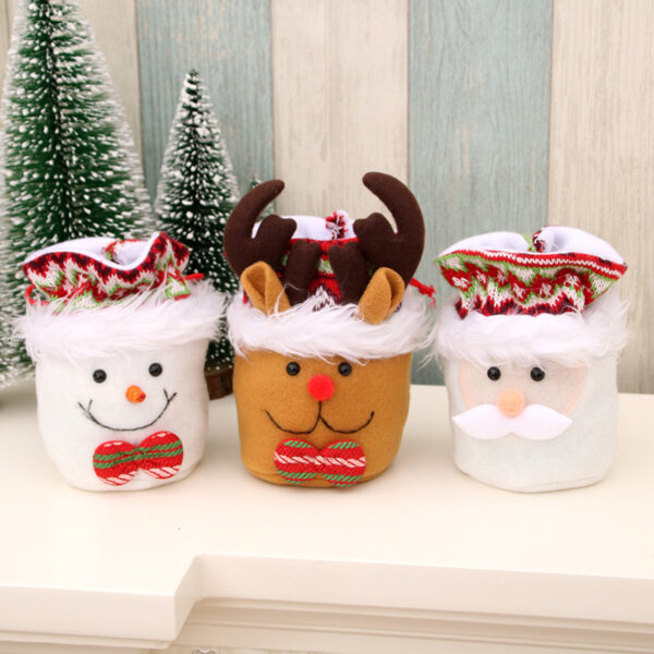 oly-85296bdbd3c81b2423a2d86bfc3323dd Wholesale Christmas Gift Bag Plush Drawstring Santa Design Decorative Accent for Holiday Party Favors Resale