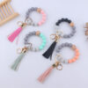 oly-853a094c0d0329b33523266c76a77451 Wholesale Leopard Print Silicone Wrist Keychain Fashion Accessory DIY Beaded Key Ring Gift