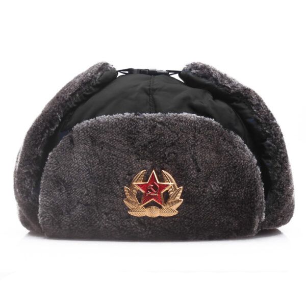 oly-853f0a34e387866a4a5e901c7a52d634 Wholesale Polyester Cotton Soviet Badge Lei Feng Hat Windproof Winter Earflap Hat Unisex