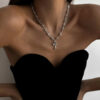 Wholesale Hip Hop Layering Cross Pendant Necklace Set Unisex Zinc Alloy Ancient Silver Boutique Resale Accessory