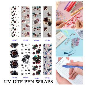 oly-85851a4f8e88b7c91a7de8aad308b8a2 Wholesale 2/8/16pcs Dark Moody Watercolor Floral Series UV DTF Pen and Bookmark Stickers