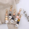 Wholesale Silicone Beaded Keychain Bracelet Leopard Print Korean Style Bag Charm Graduation Gift